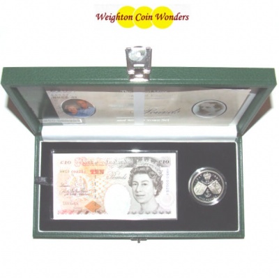 1997 £10 Note and Silver Proof £5 Set - Golden Wedding